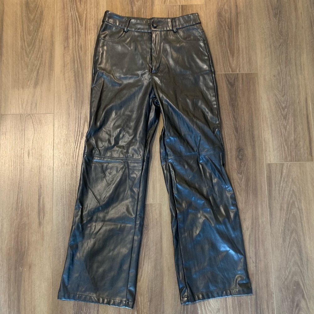 SHEIN black faux leather pants size Petite M